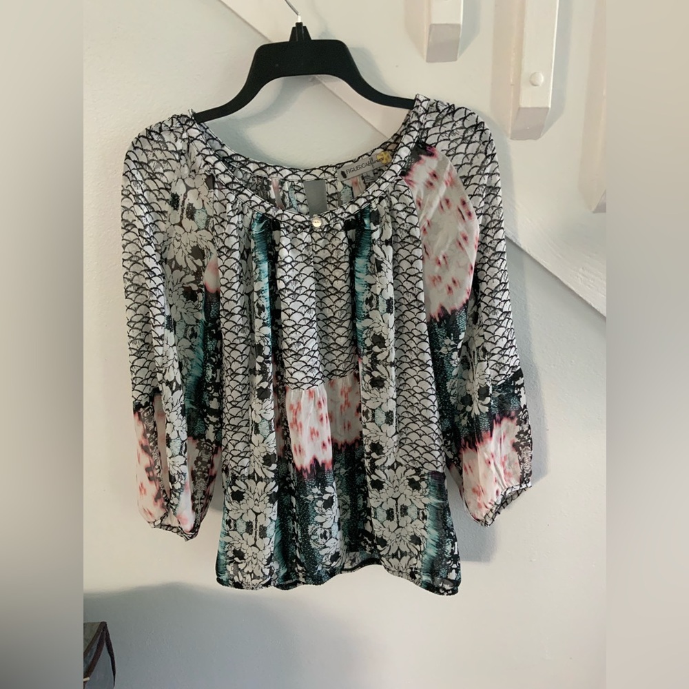 Figueroa & Flower Floral Sheer Women's Top